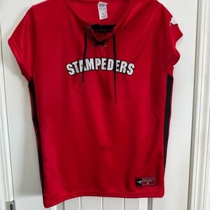 Red Stampeders Lace-Up T-Shirt Size XL